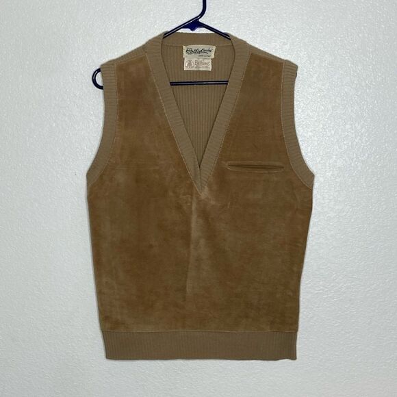 OLEG CASSINI Men’s Acrylic/Wool with Leather in Front Vest Size L - Picture 1 of 6